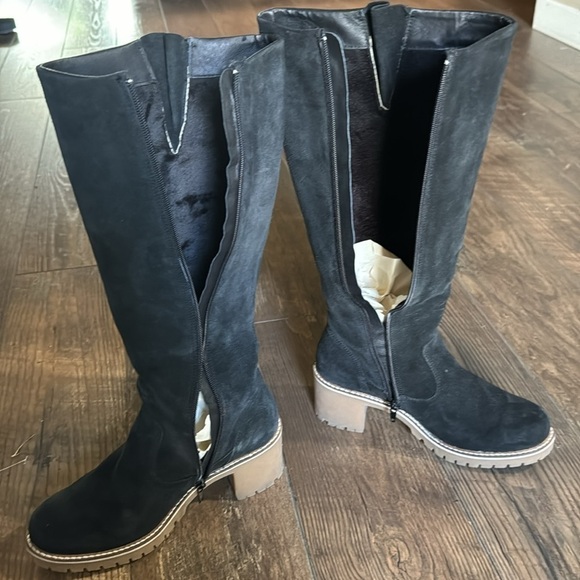 Eric Michael Tall Zip-Up Suede Black Boots, Size EU36 - Picture 9 of 10